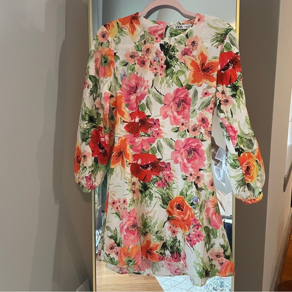 Zara Naya Linen Floral Open-back Mini Dress - Picture 3 of 5
